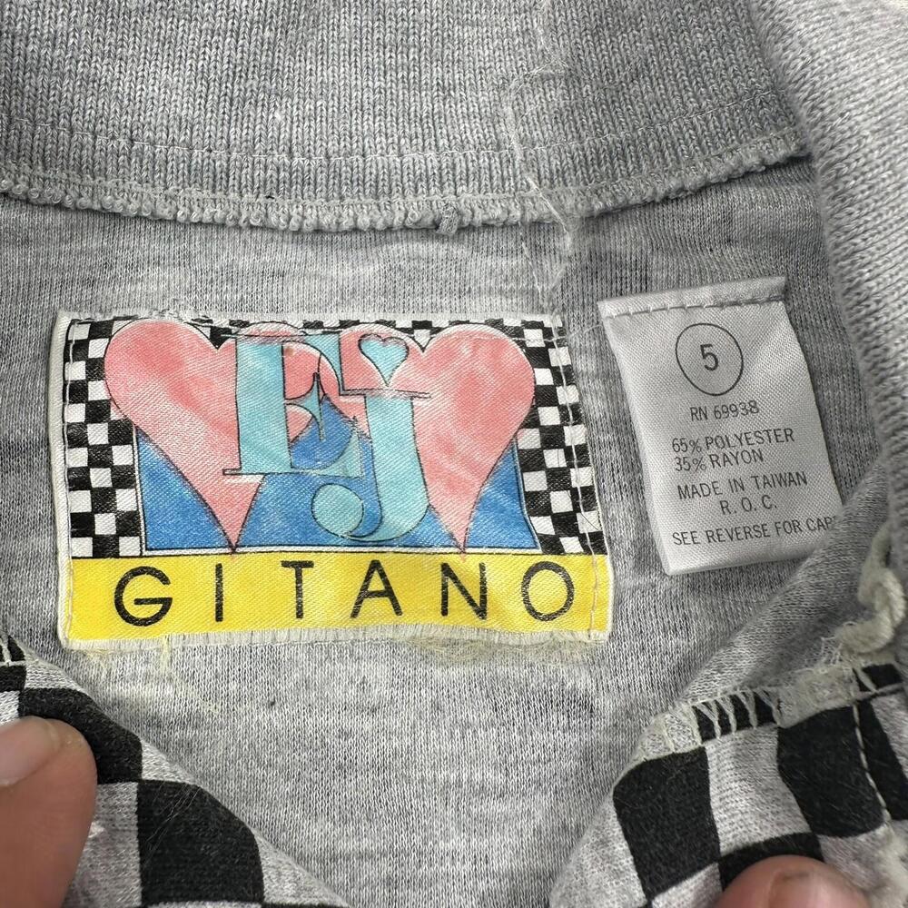 VTG EJ Gitano Polo Shirt Youth 5 Black Gray Checkerboard Moon Drive By Patch - Picture 3 of 6